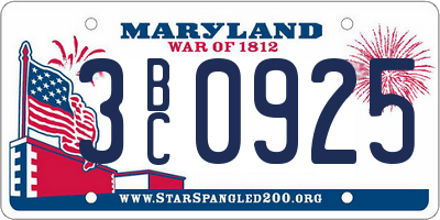 MD license plate 3BC0925