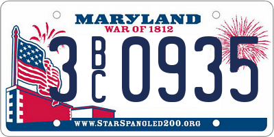 MD license plate 3BC0935