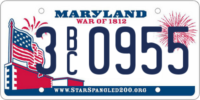 MD license plate 3BC0955