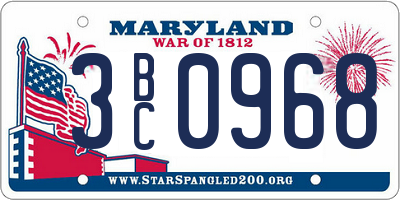 MD license plate 3BC0968
