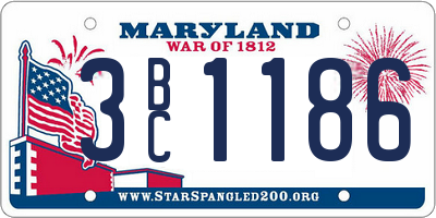 MD license plate 3BC1186