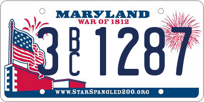 MD license plate 3BC1287