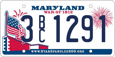 MD license plate 3BC1291