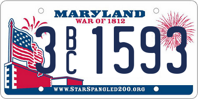 MD license plate 3BC1593