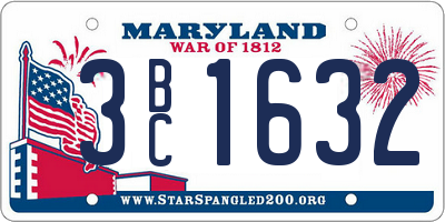 MD license plate 3BC1632