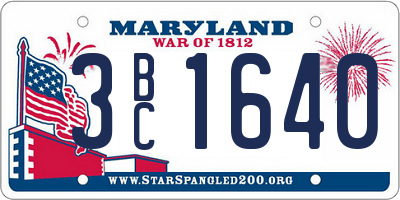 MD license plate 3BC1640