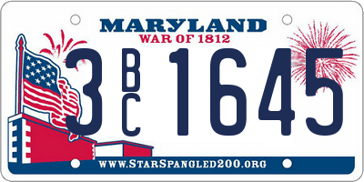 MD license plate 3BC1645