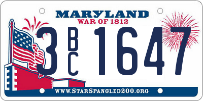 MD license plate 3BC1647