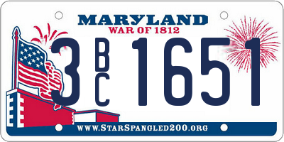 MD license plate 3BC1651