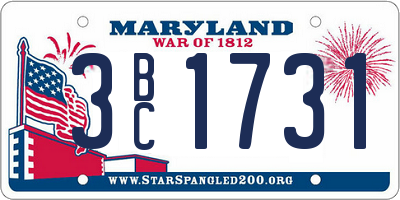 MD license plate 3BC1731