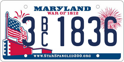 MD license plate 3BC1836