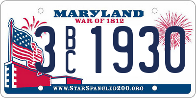 MD license plate 3BC1930