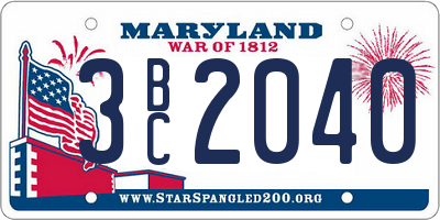 MD license plate 3BC2040