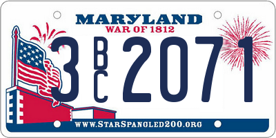 MD license plate 3BC2071