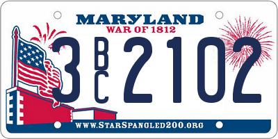 MD license plate 3BC2102