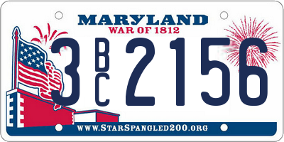 MD license plate 3BC2156