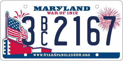 MD license plate 3BC2167