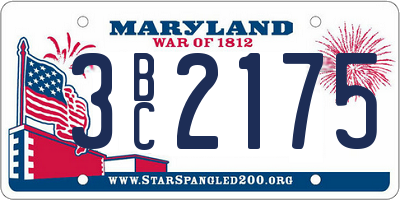 MD license plate 3BC2175