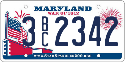 MD license plate 3BC2342