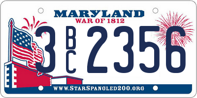 MD license plate 3BC2356
