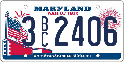 MD license plate 3BC2406