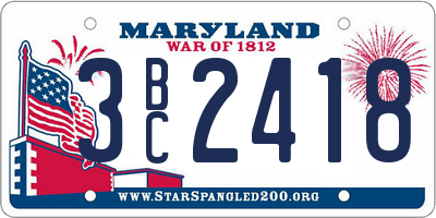 MD license plate 3BC2418