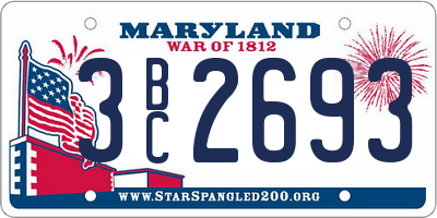 MD license plate 3BC2693