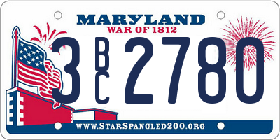 MD license plate 3BC2780