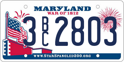 MD license plate 3BC2803