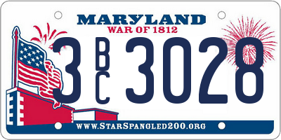 MD license plate 3BC3028