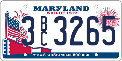 MD license plate 3BC3265