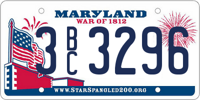 MD license plate 3BC3296