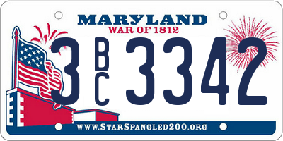 MD license plate 3BC3342