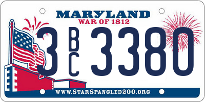 MD license plate 3BC3380