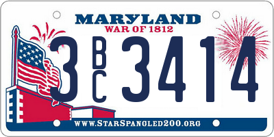 MD license plate 3BC3414
