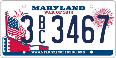 MD license plate 3BC3467