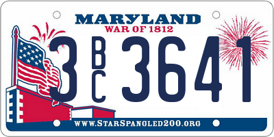 MD license plate 3BC3641