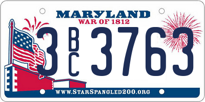MD license plate 3BC3763