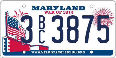 MD license plate 3BC3875