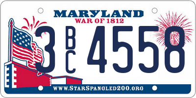 MD license plate 3BC4558