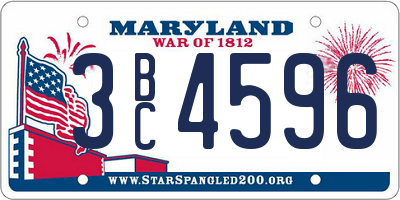 MD license plate 3BC4596