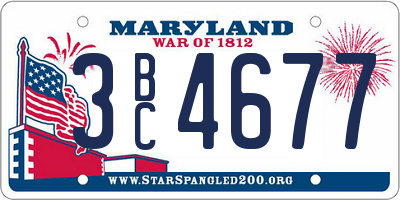 MD license plate 3BC4677