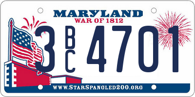 MD license plate 3BC4701