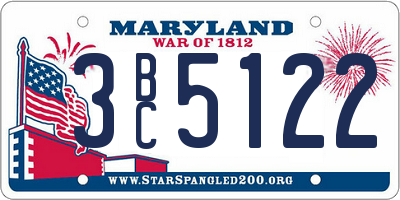 MD license plate 3BC5122