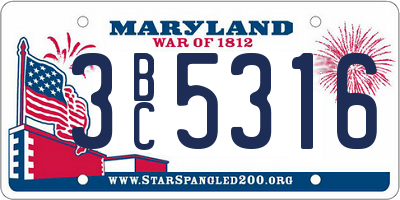 MD license plate 3BC5316