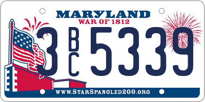 MD license plate 3BC5339