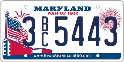 MD license plate 3BC5443