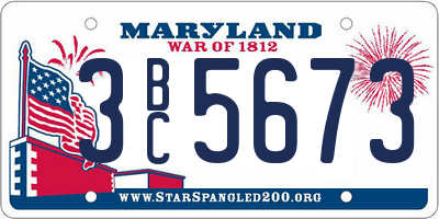 MD license plate 3BC5673