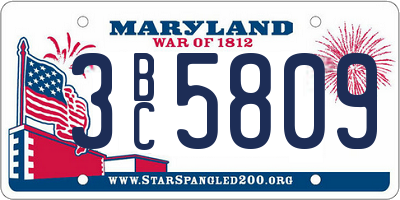 MD license plate 3BC5809