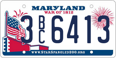 MD license plate 3BC6413